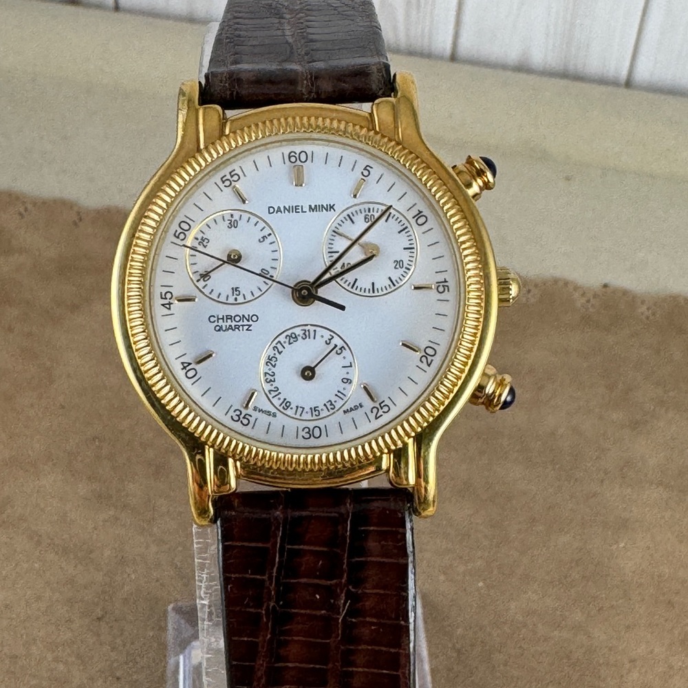 Vintage Designer Gold Coin Edge Bezel Daniel Mink Swiss Made Luxury Watch - Picture 12 of 13